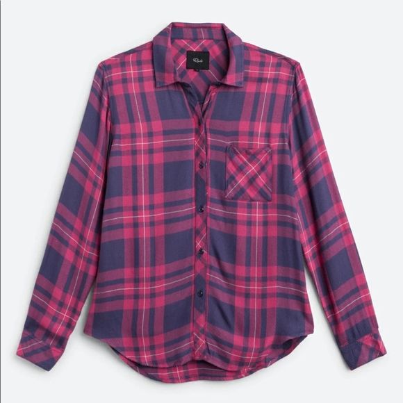 Rails Tops - Rails Ellison Relaxed Button Down Top in Navy Plaid